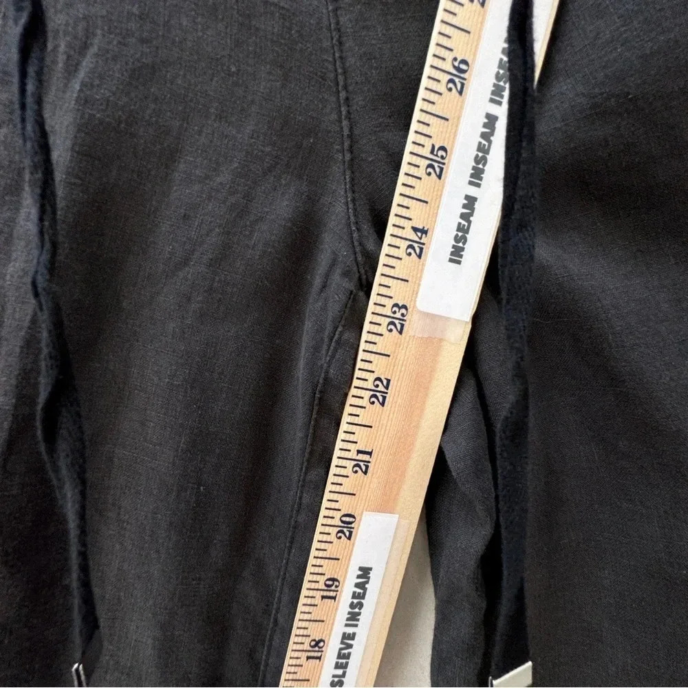 H HALSTON Black Wide Leg Linen Pants Size S Minimalist Resort Drawstring - Picture 9 of 15